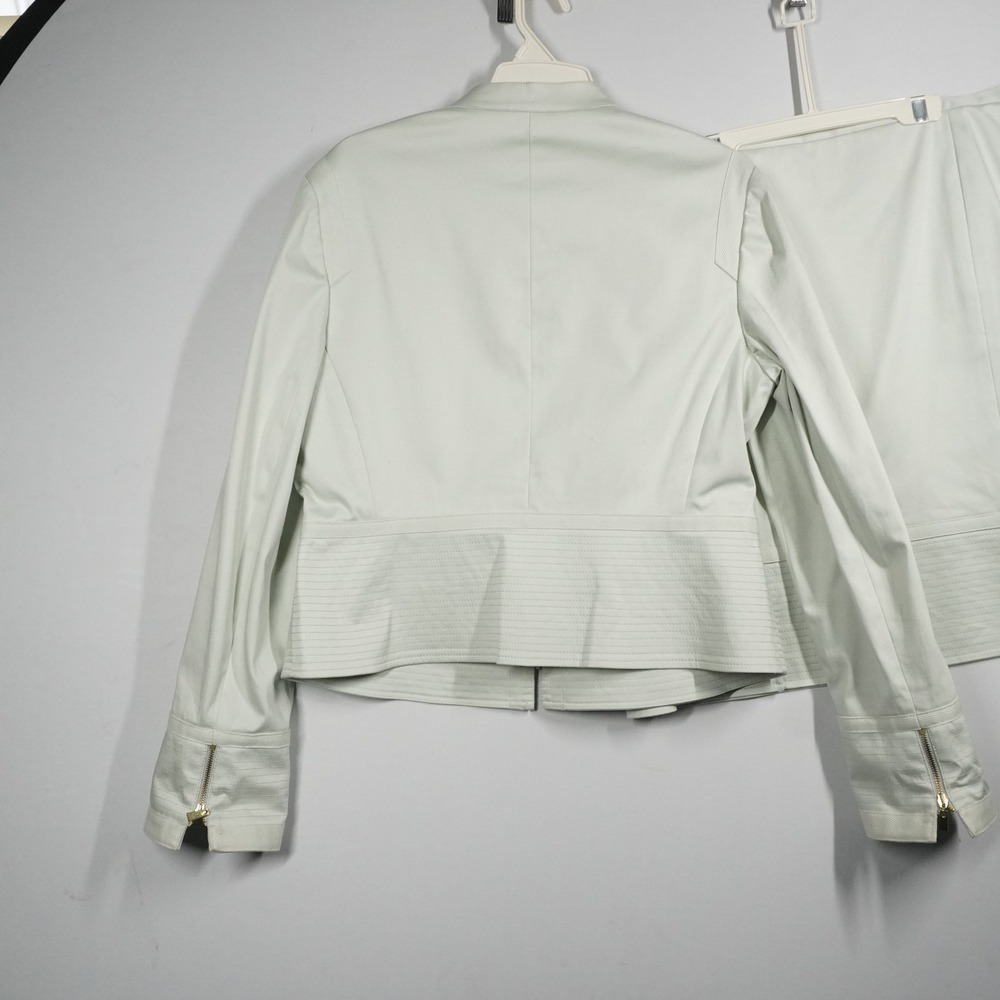 Eccoci Mint Green 2 Piece Skirt Suit Zip Front Jacket Pencil Skirt 16 Office - Picture 11 of 16